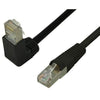 TechCraft Cat5e Ethernet RJ-45 Network Cable Shielded STP 350MHz with Angle Down to Straight, 25 ft Black - - Mounts For Less